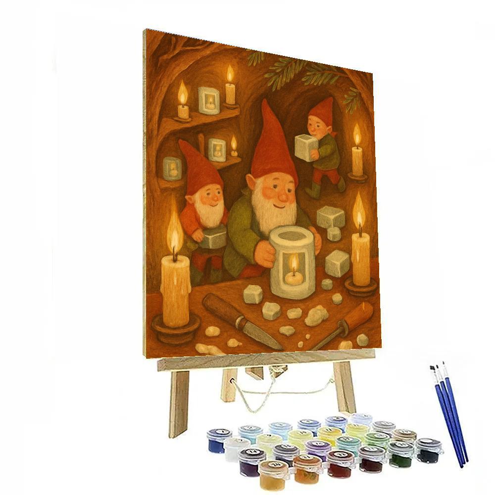 Snow Lantern Workshop Gnomes DIY paint by numbers