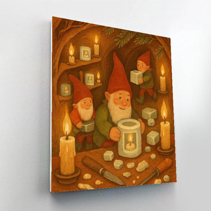 Snow Lantern Workshop Gnomes DIY paint by numbers