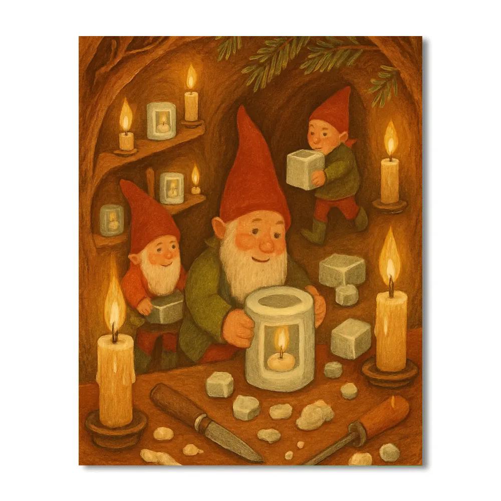 Snow Lantern Workshop Gnomes DIY paint by numbers