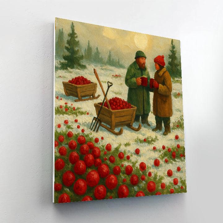 Cranberry Bog Winter Harvest Painting by numbers kit