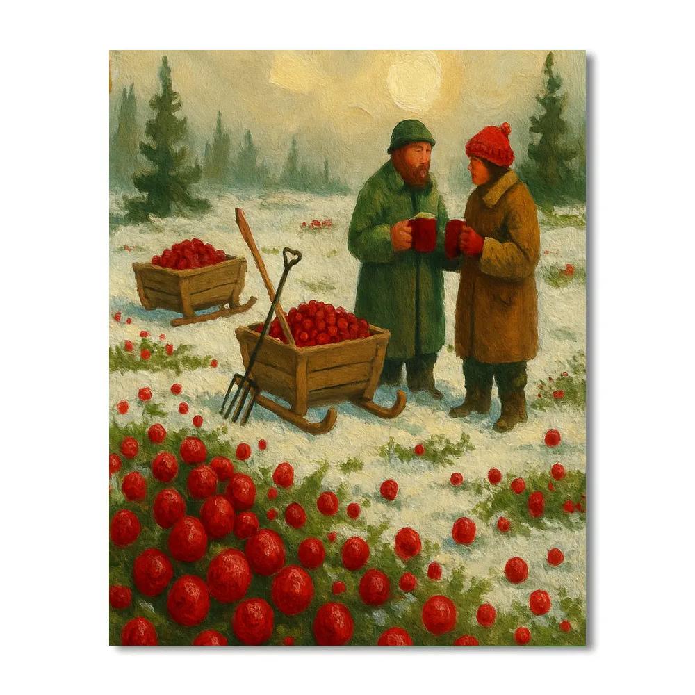 Cranberry Bog Winter Harvest Painting by numbers kit