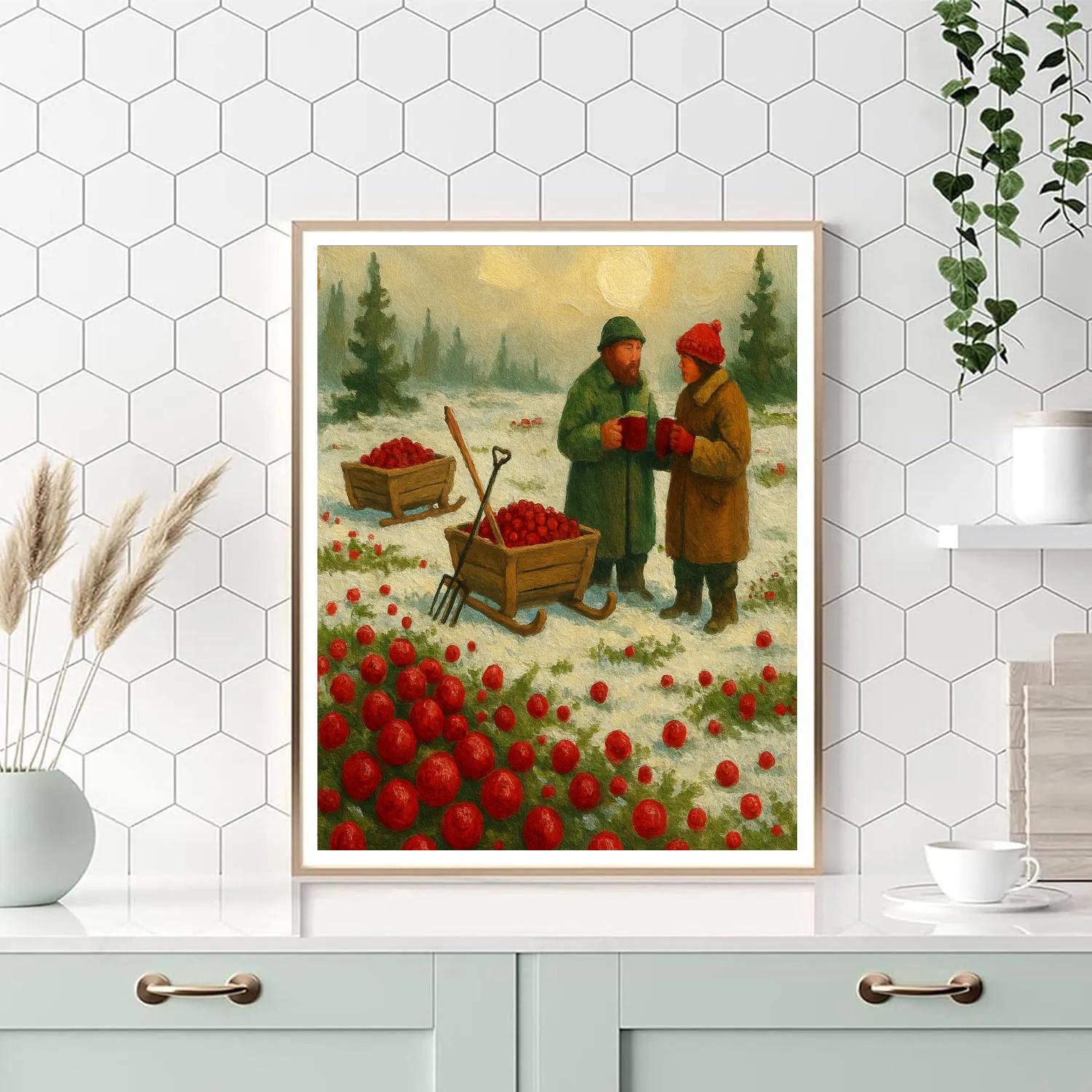 Cranberry Bog Winter Harvest Painting by numbers kit