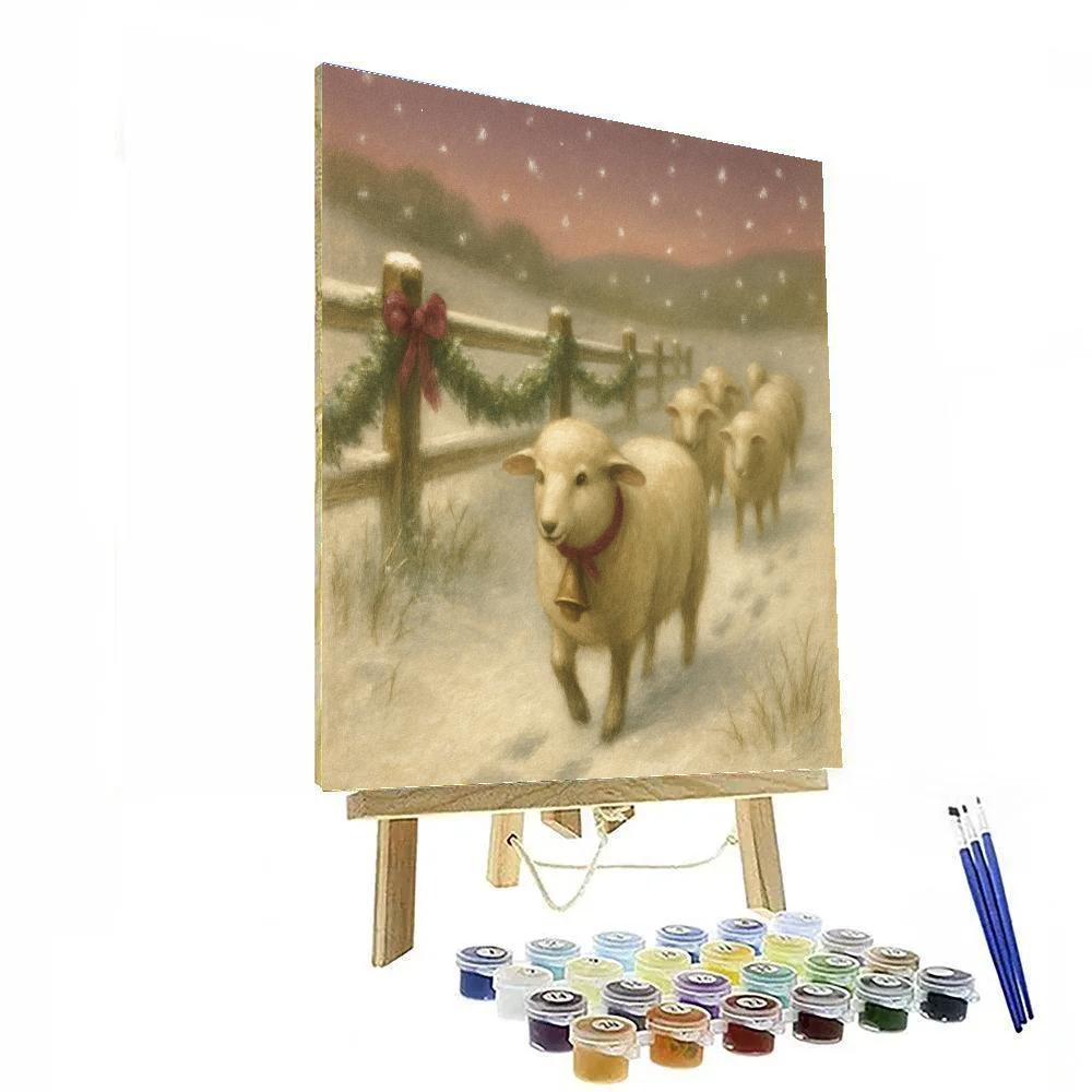 Bellwether Sheep In Falling Snow Painting by numbers kit