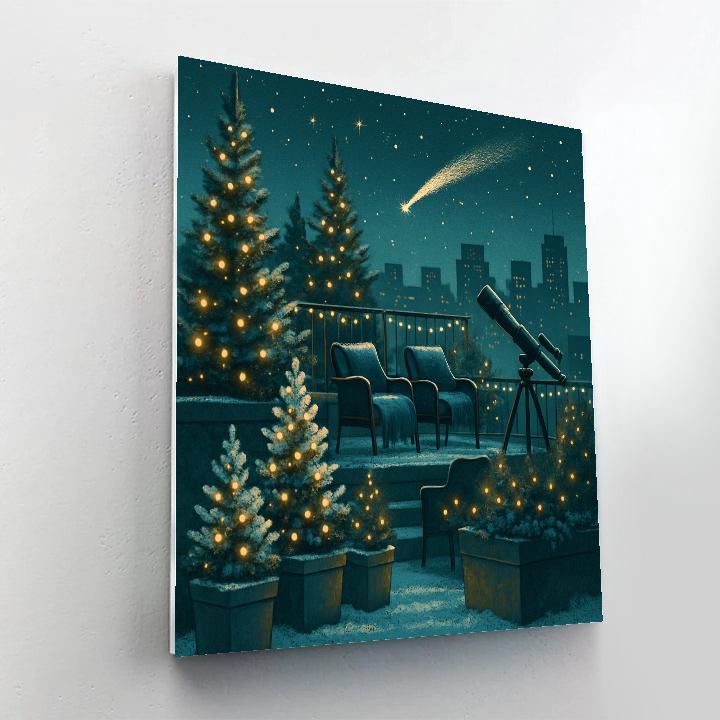 Winter Stargazer Rooftop Garden paint by numbers