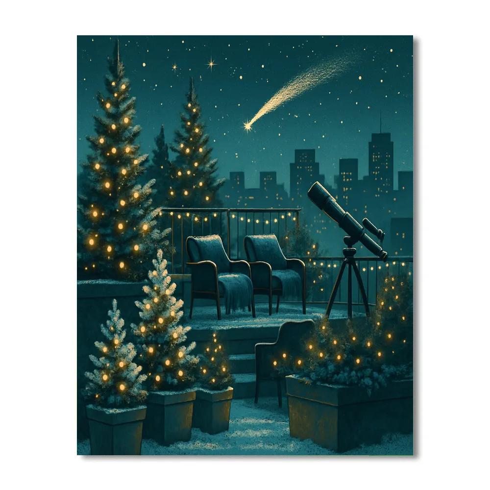 Winter Stargazer Rooftop Garden paint by numbers