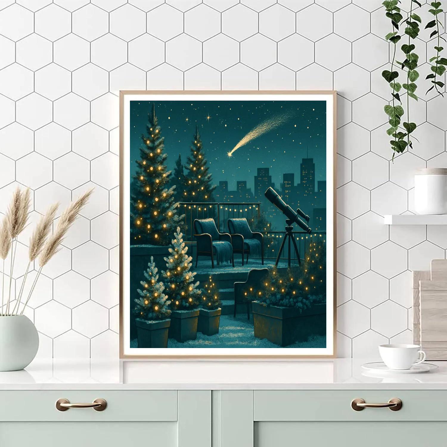 Winter Stargazer Rooftop Garden paint by numbers