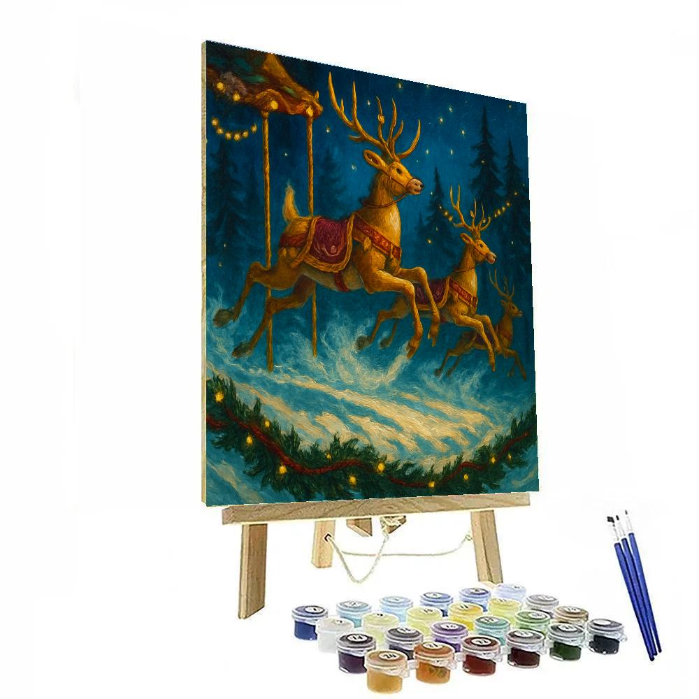 Carousel Reindeer Forest Run Numbered painting kits