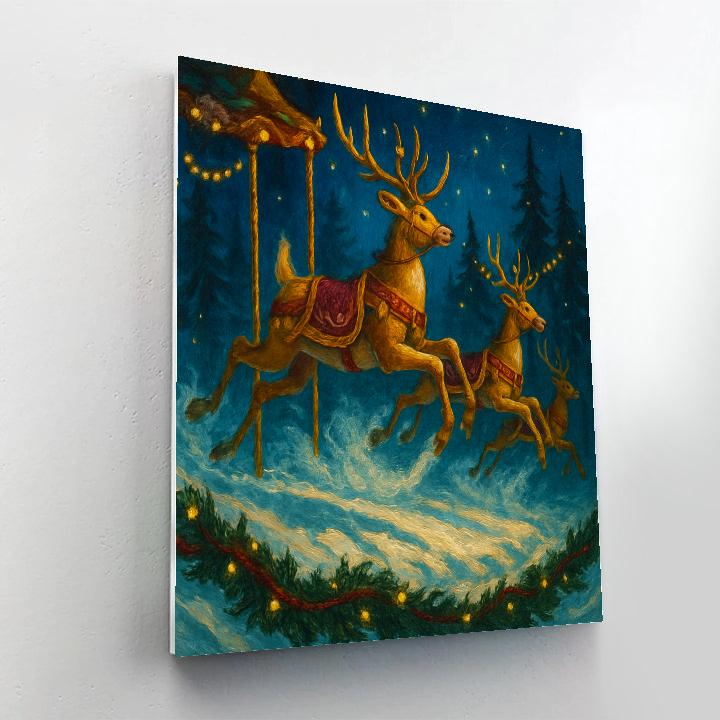 Carousel Reindeer Forest Run Numbered painting kits