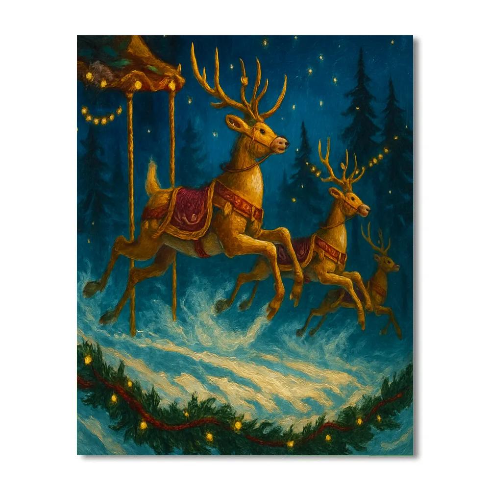 Carousel Reindeer Forest Run Numbered painting kits