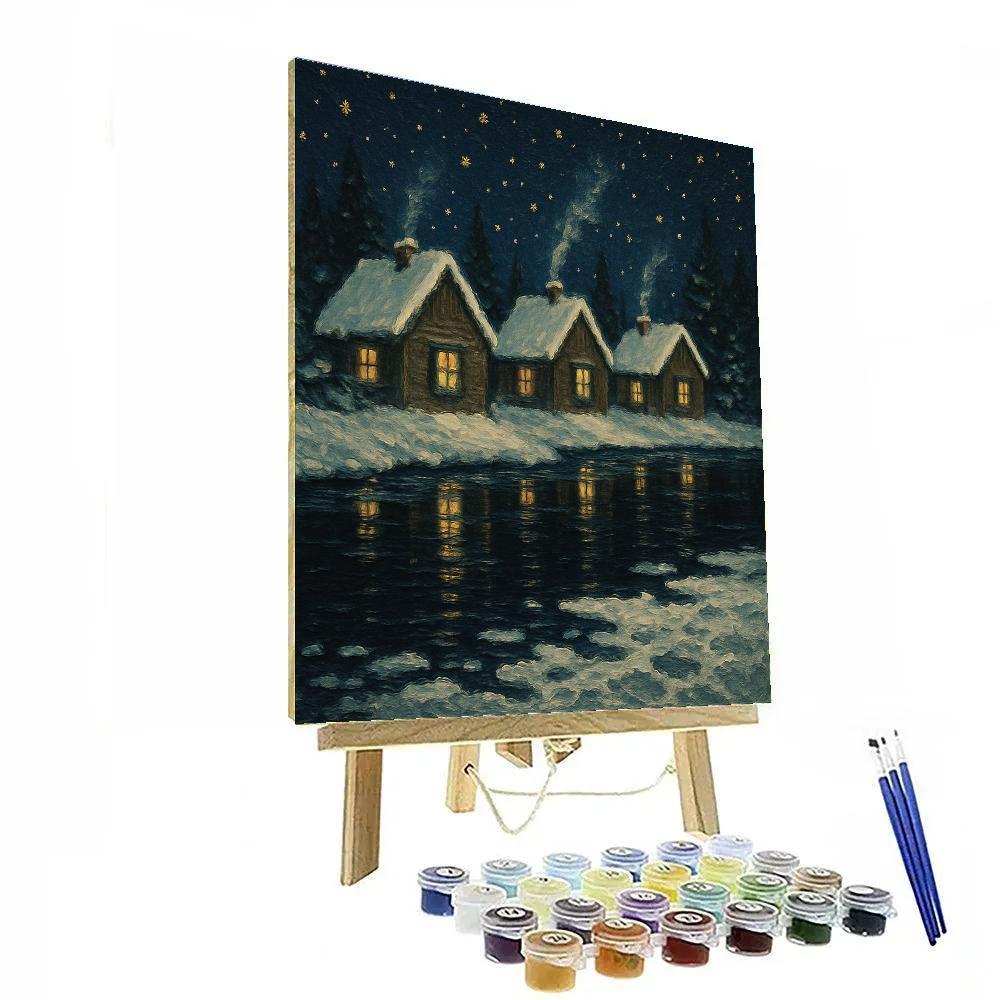 Star Frost Over River Cabins paint by numbers