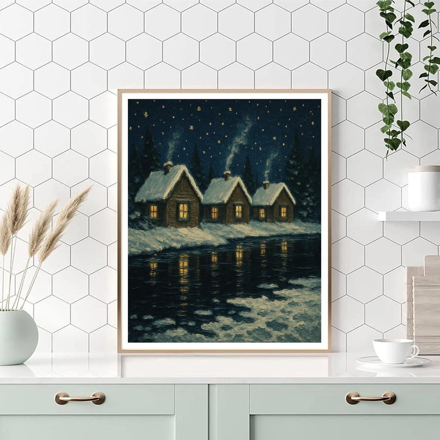 Star Frost Over River Cabins paint by numbers