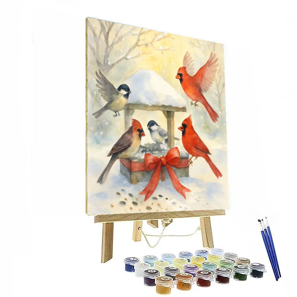 Winter Garden Bird Feeder Gala painting number kit