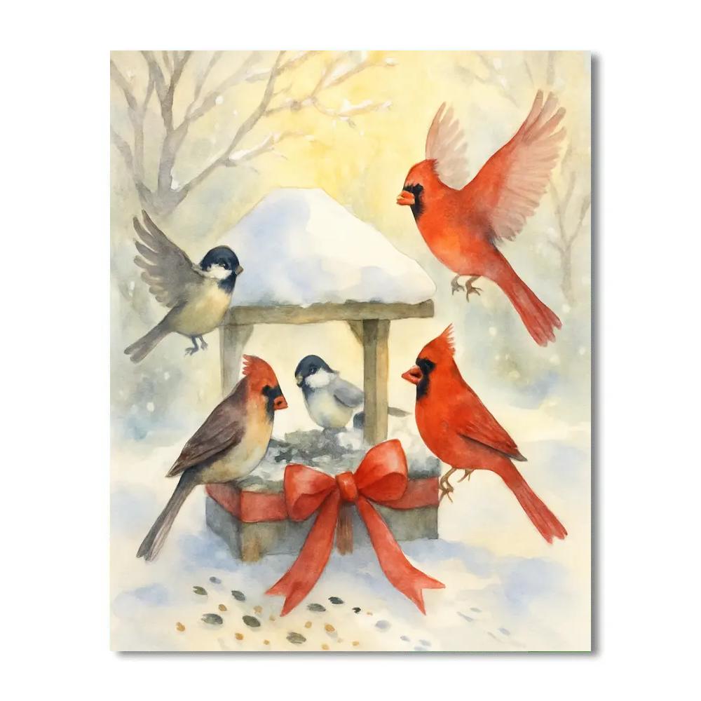 Winter Garden Bird Feeder Gala painting number kit