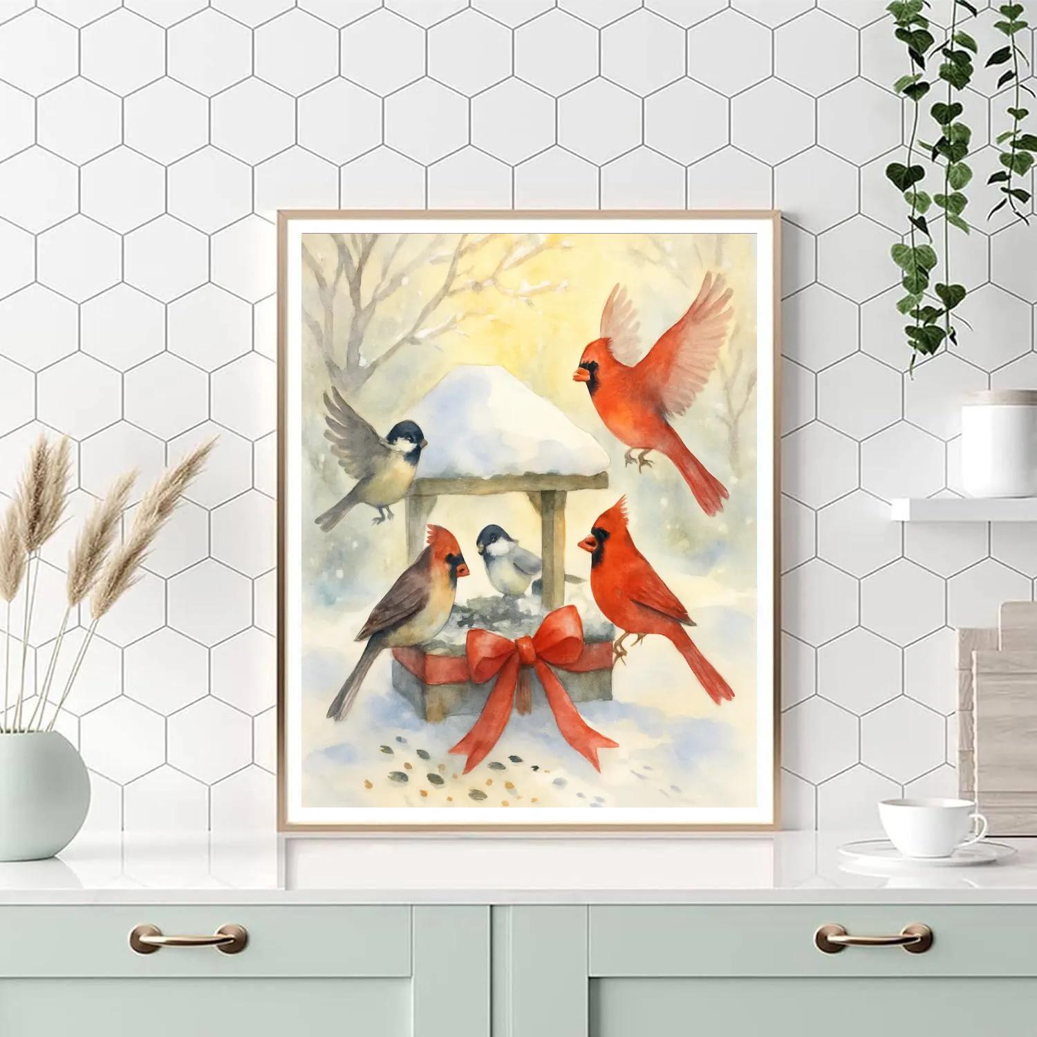 Winter Garden Bird Feeder Gala painting number kit