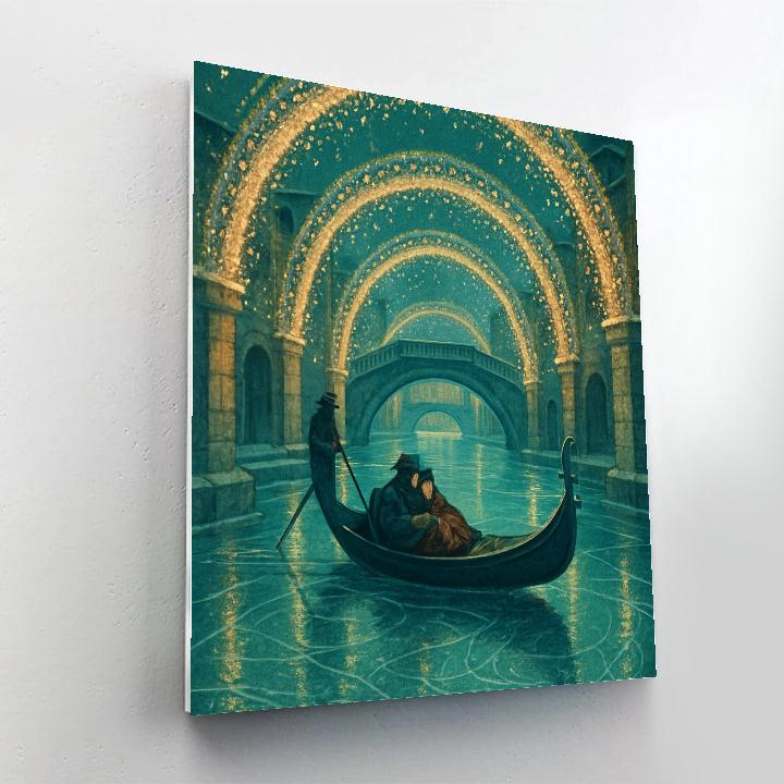 Lantern Boat On Crystal Canal paint by number