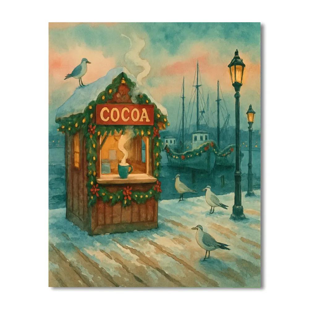 Winter Harbor Cocoa Kiosk Paint by numbers kits