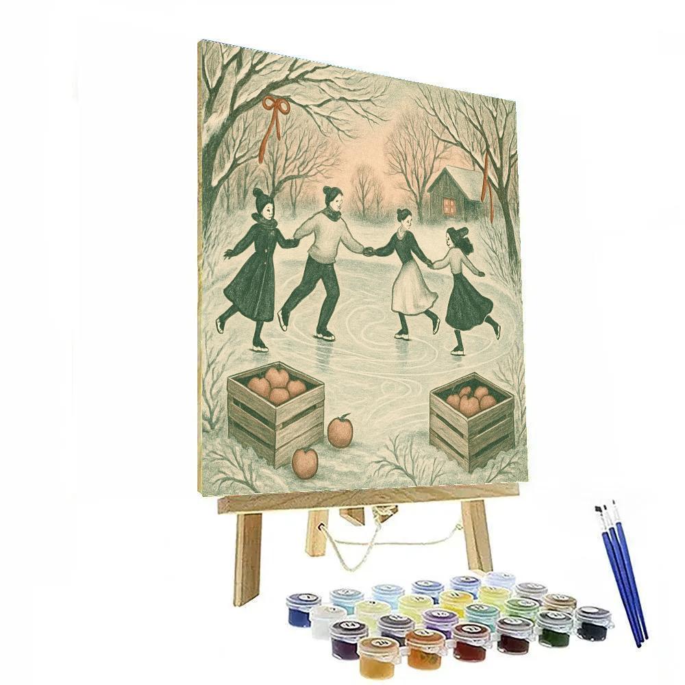 Snowy Orchard Skaters paint by number