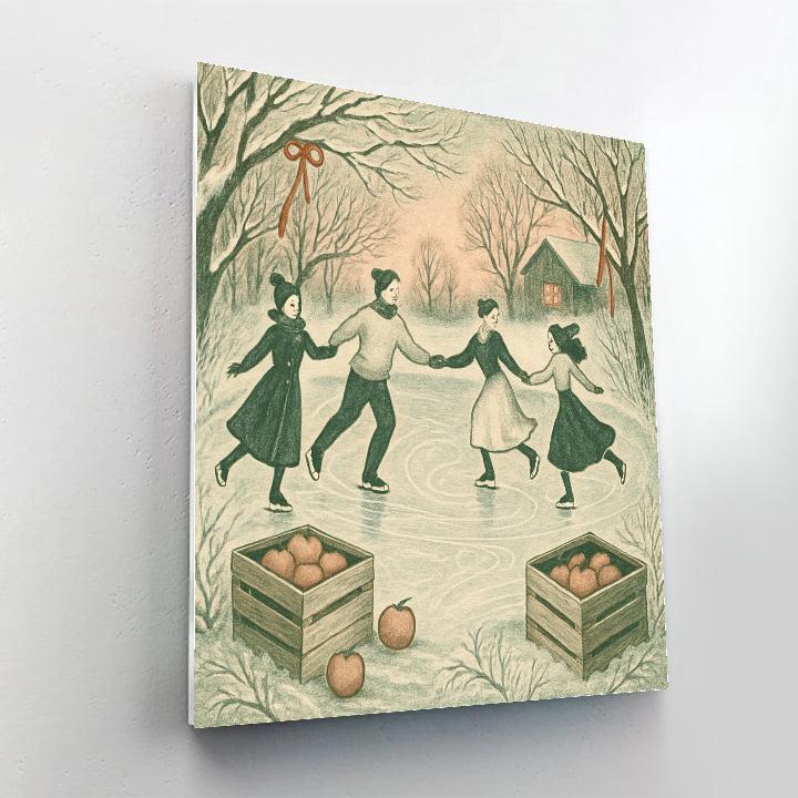 Snowy Orchard Skaters paint by number
