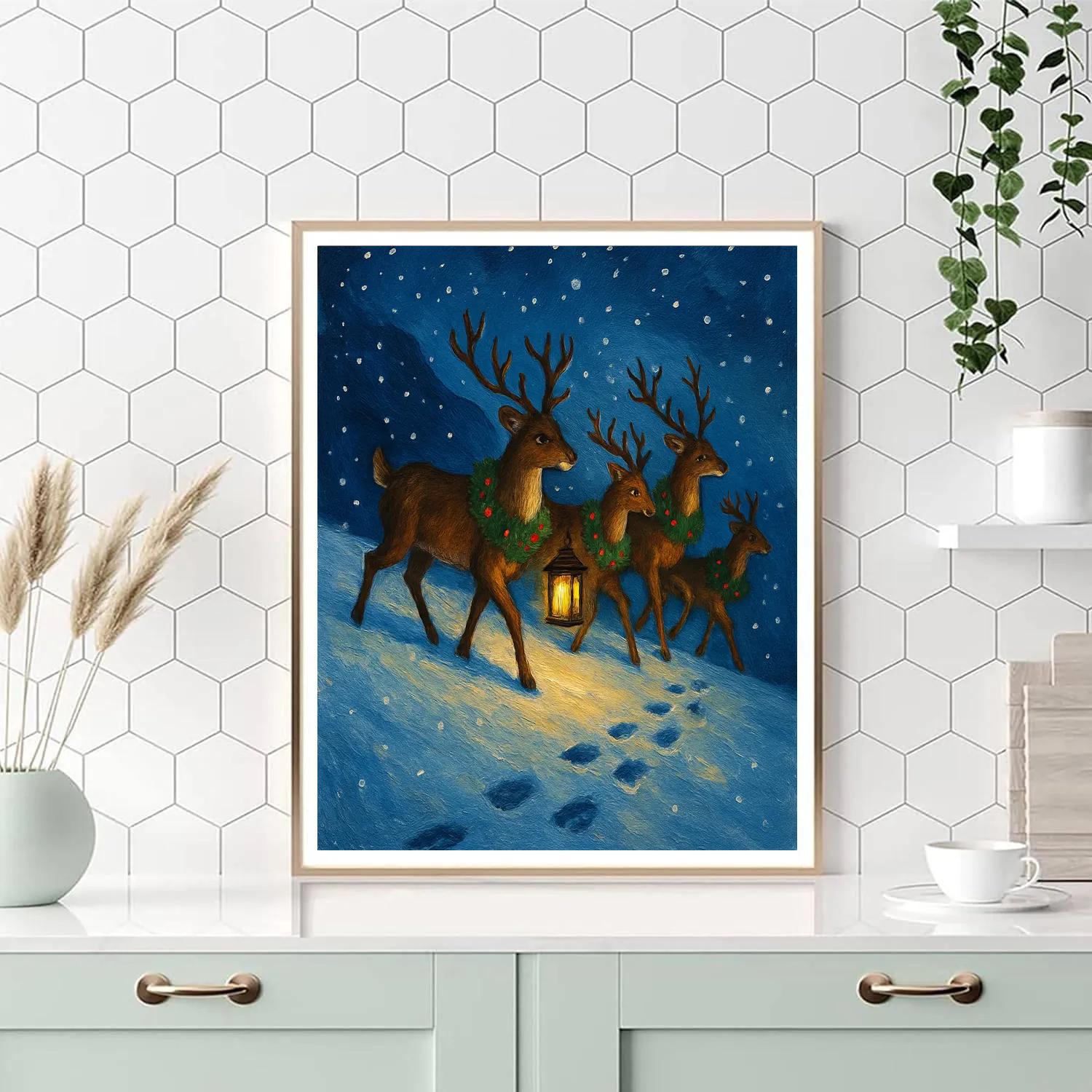 Reindeer Lantern Relay Numbered painting kits