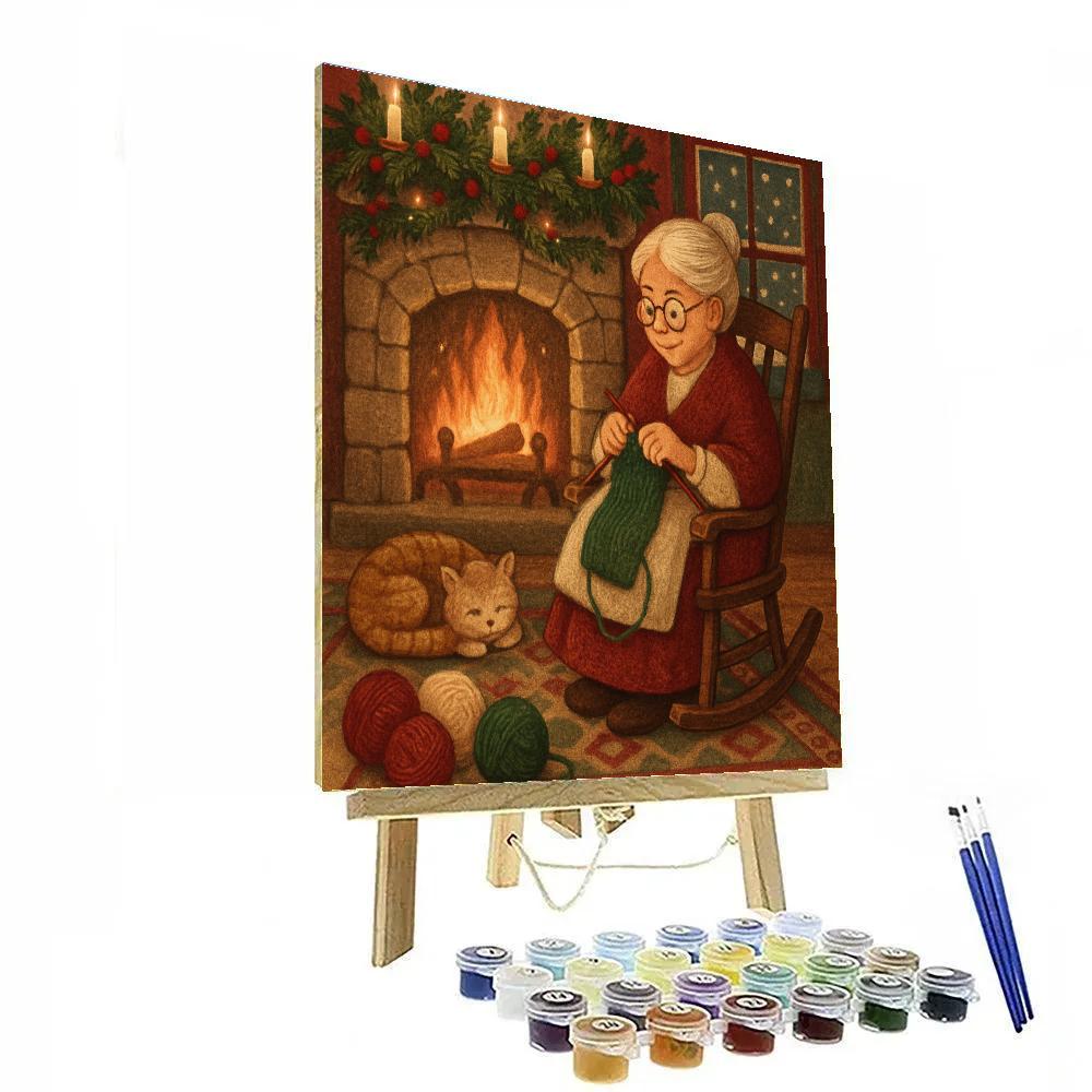 Hearthside Knitting Night Paint by numbers art