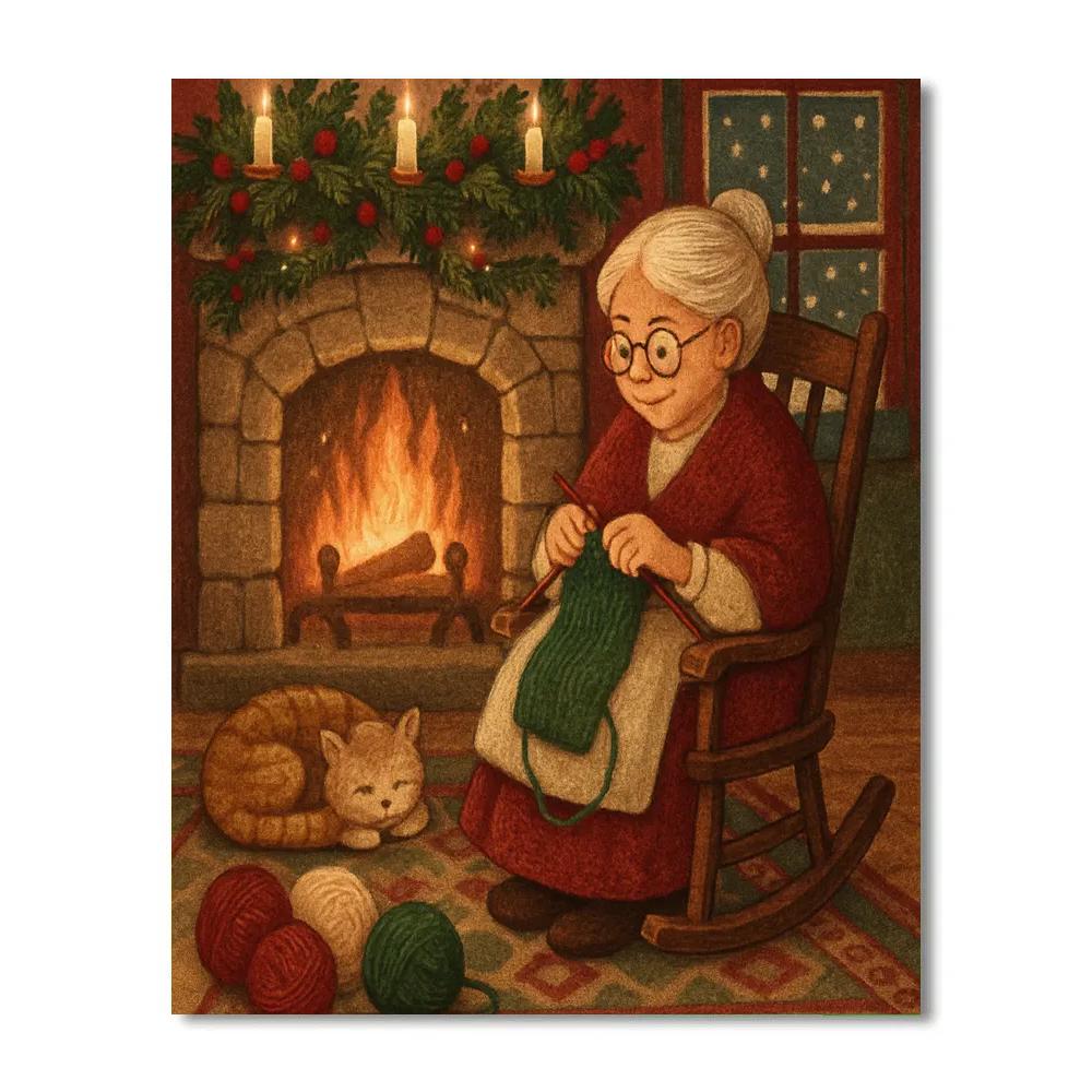 Hearthside Knitting Night Paint by numbers art