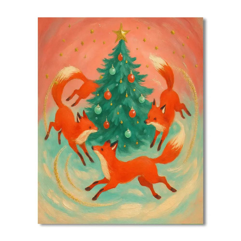 Snow Drift Carousel Foxes DIY paint by numbers