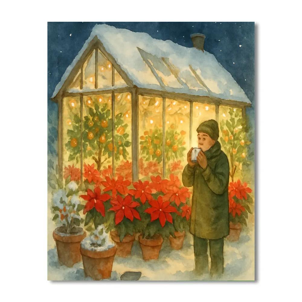 Holiday Greenhouse Glow painting number kit