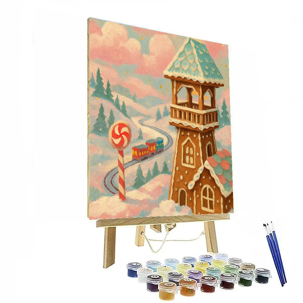 Gingerbread Train Lookout Painting by numbers kit