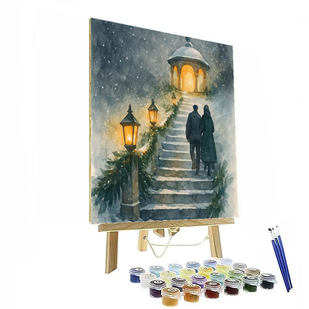 Frosted Lantern Stairway Paint by numbers art
