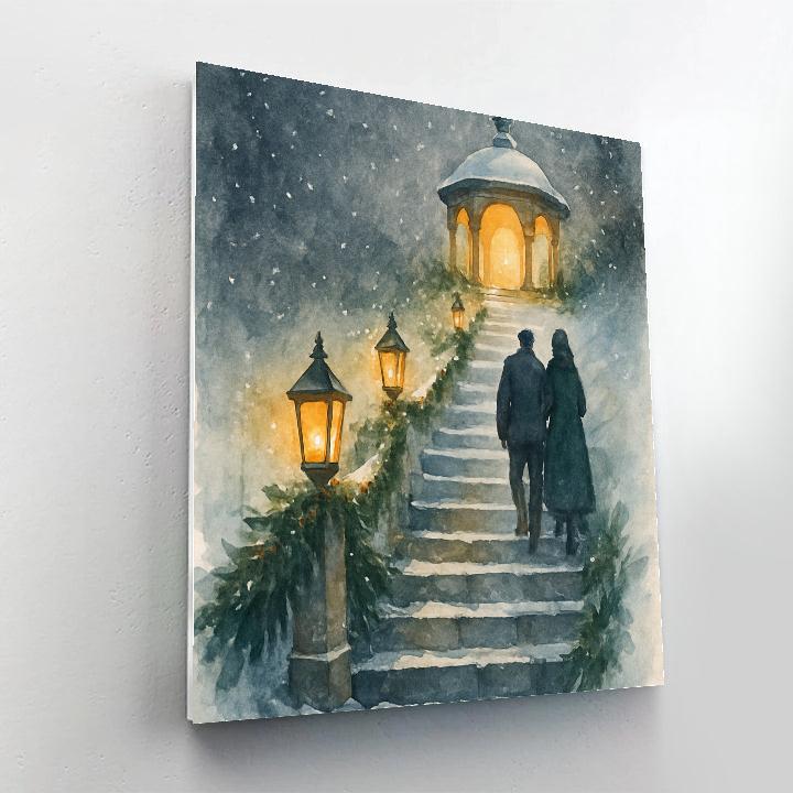 Frosted Lantern Stairway Paint by numbers art