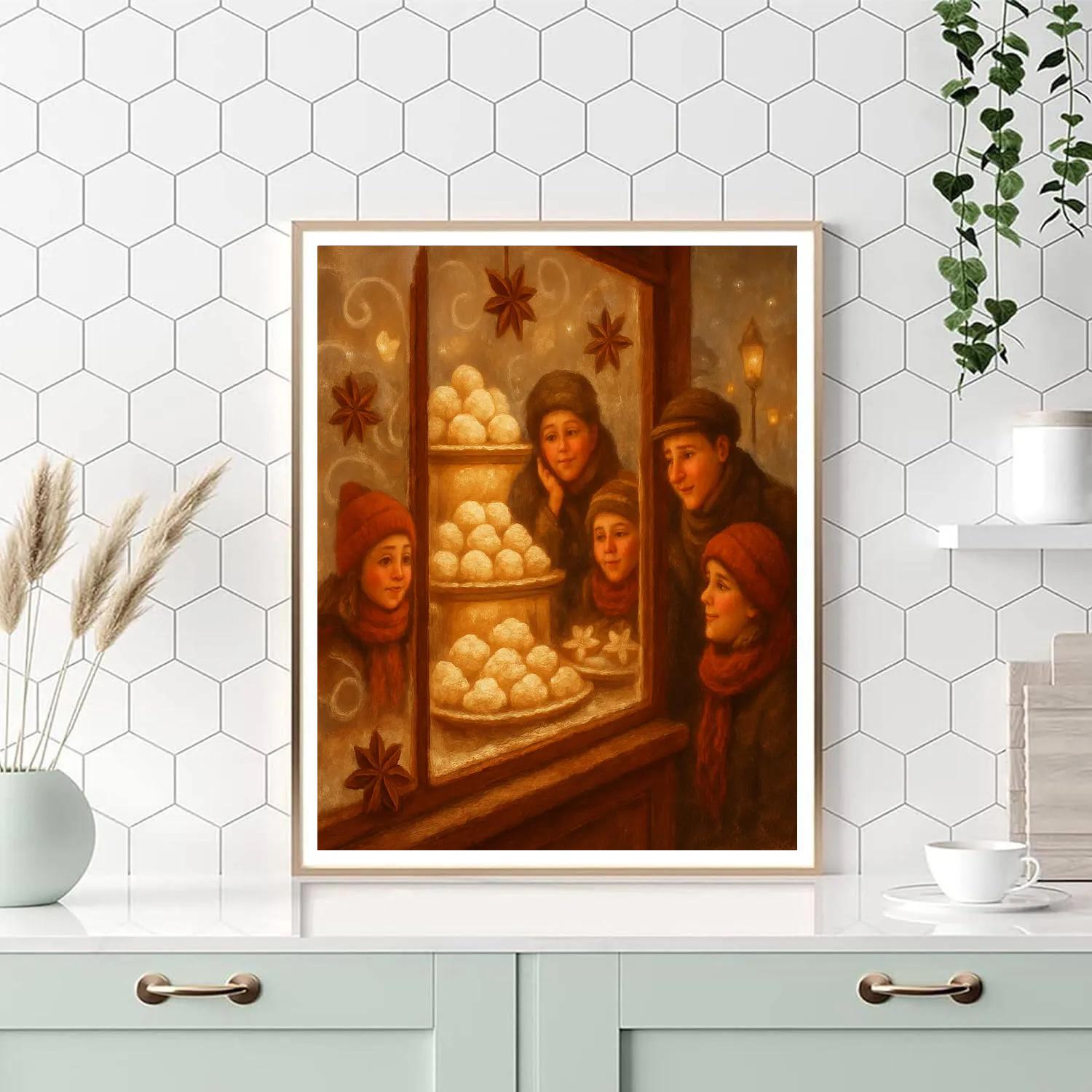 Winter Bakery Window Parade Paint by numbers kits