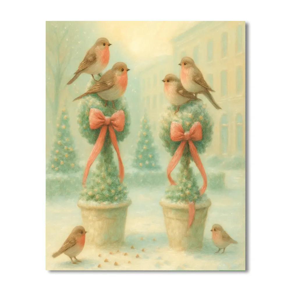 Snow Finch Town Garden paint by number