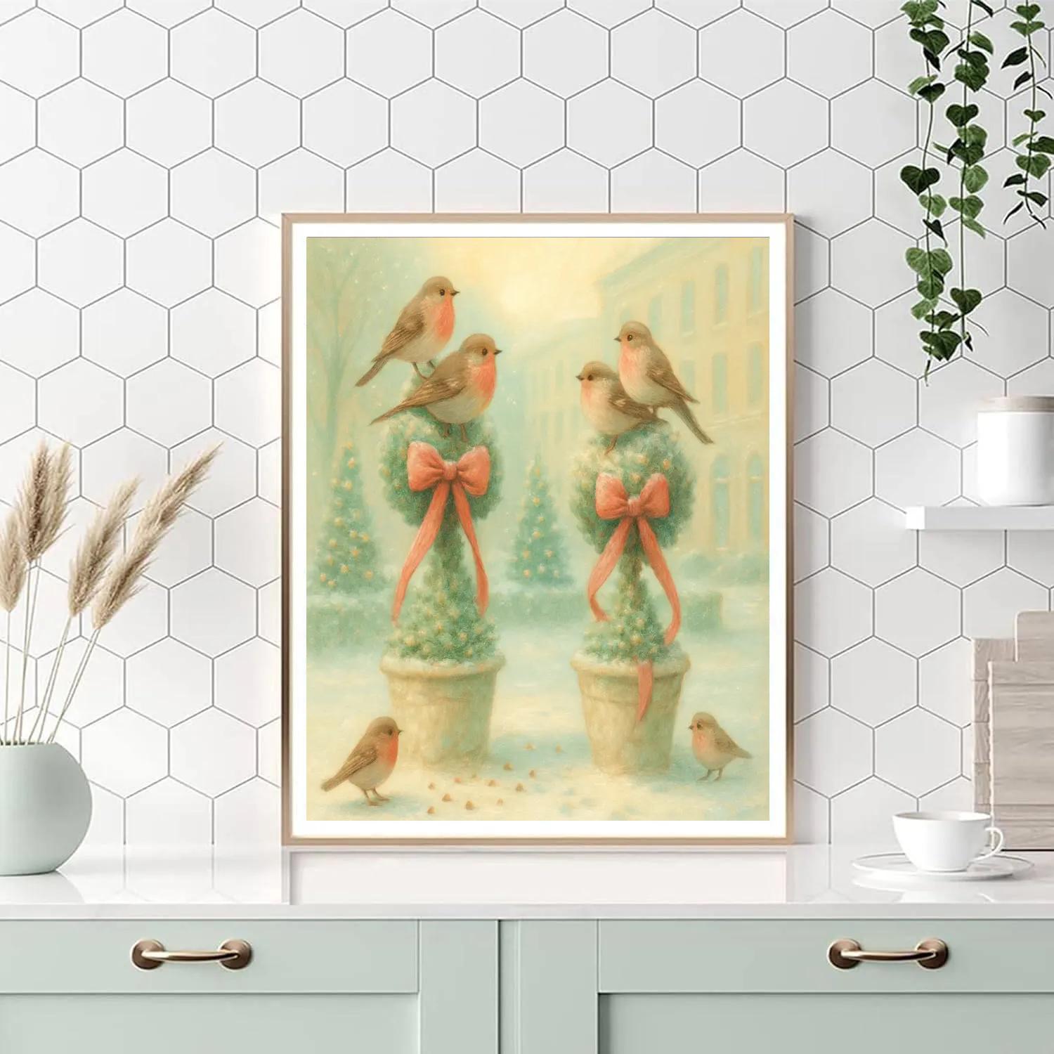 Snow Finch Town Garden paint by number