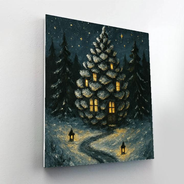 Moonlit Pinecone Cottage DIY paint by numbers