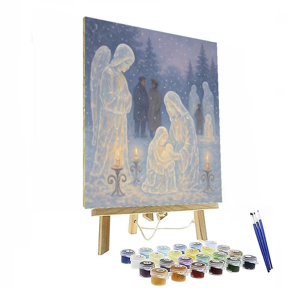 Carved Ice Nativity Garden Number painting