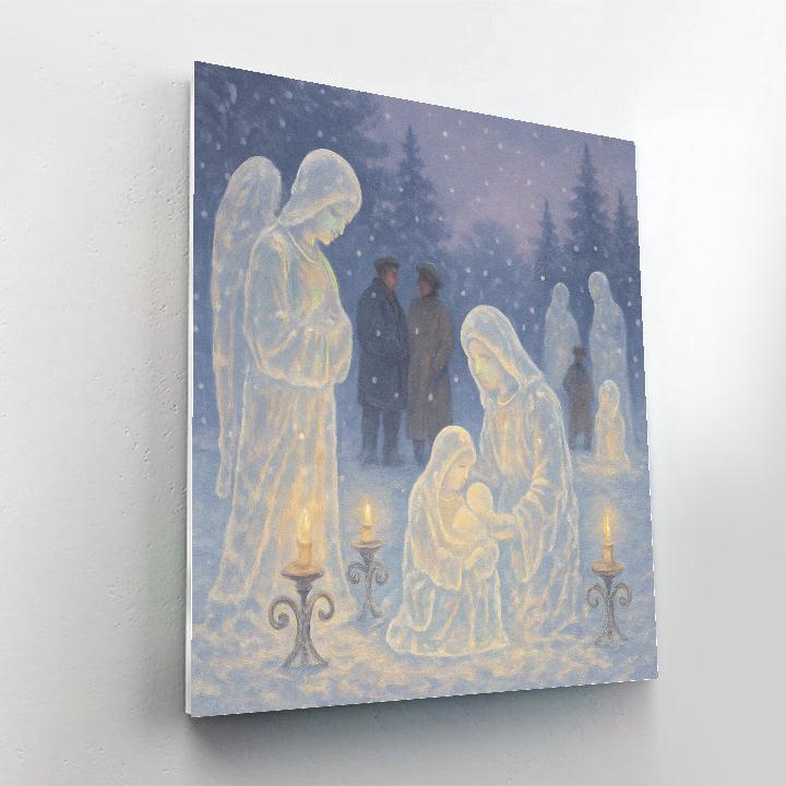 Carved Ice Nativity Garden Number painting
