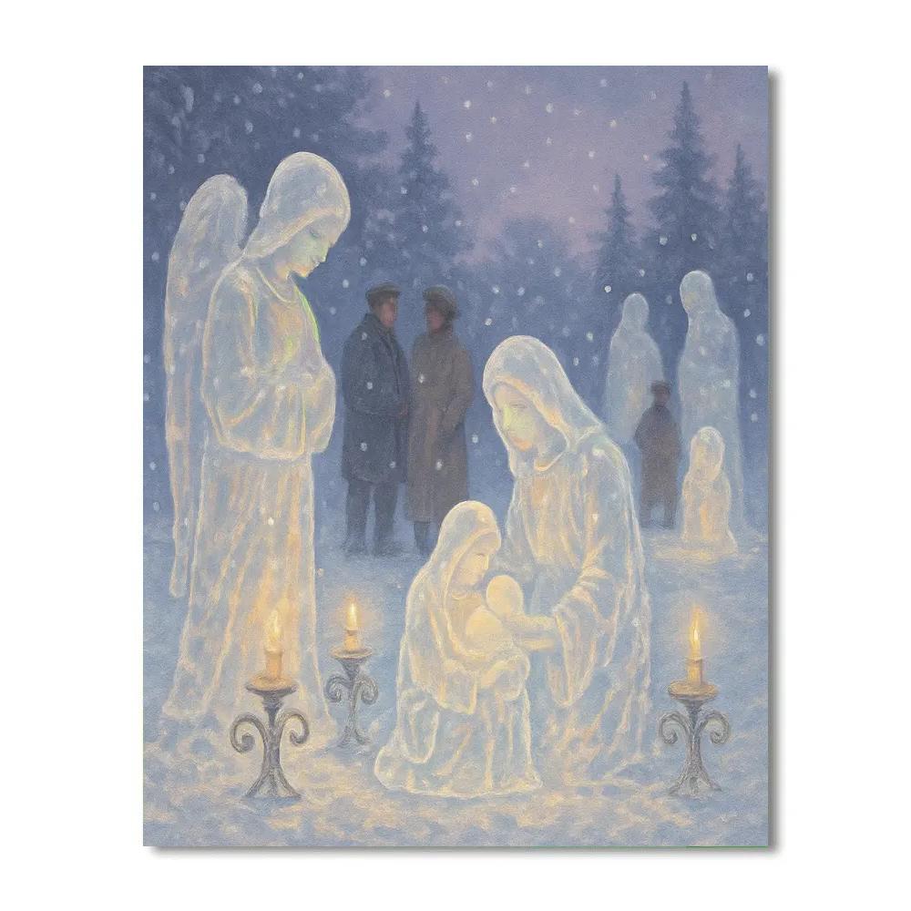 Carved Ice Nativity Garden Number painting