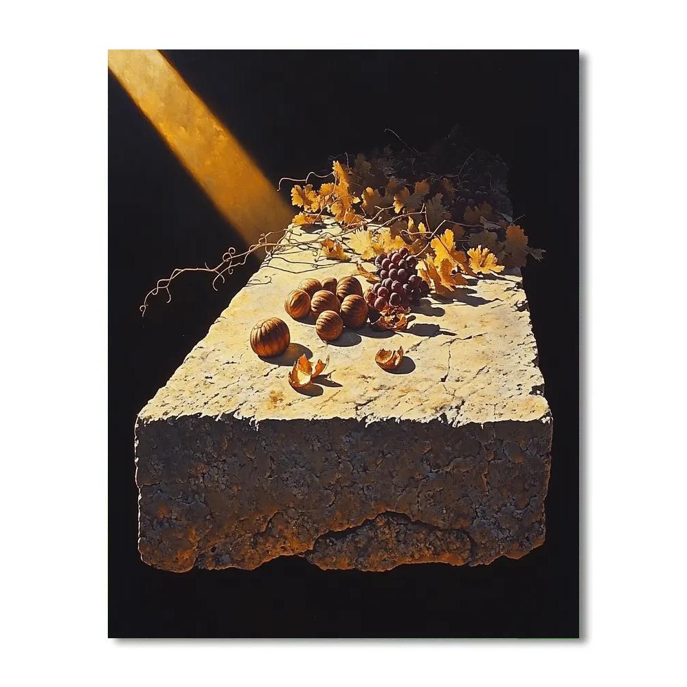 Caravaggio Inspired Stone Altar Of Fallen Harvest paint by color