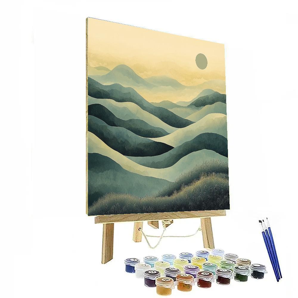 Zhao Mengfu Inspired Whispering Mountain Mists painting number kit