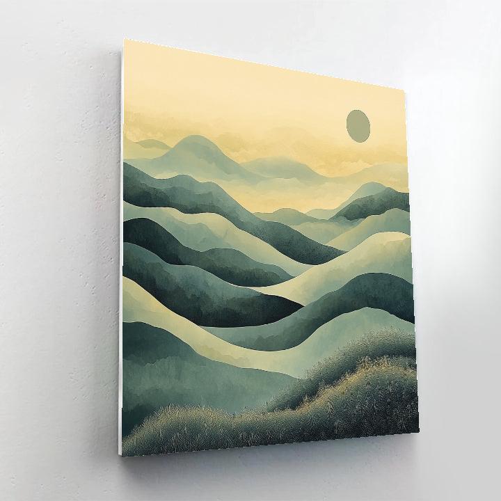 Zhao Mengfu Inspired Whispering Mountain Mists painting number kit