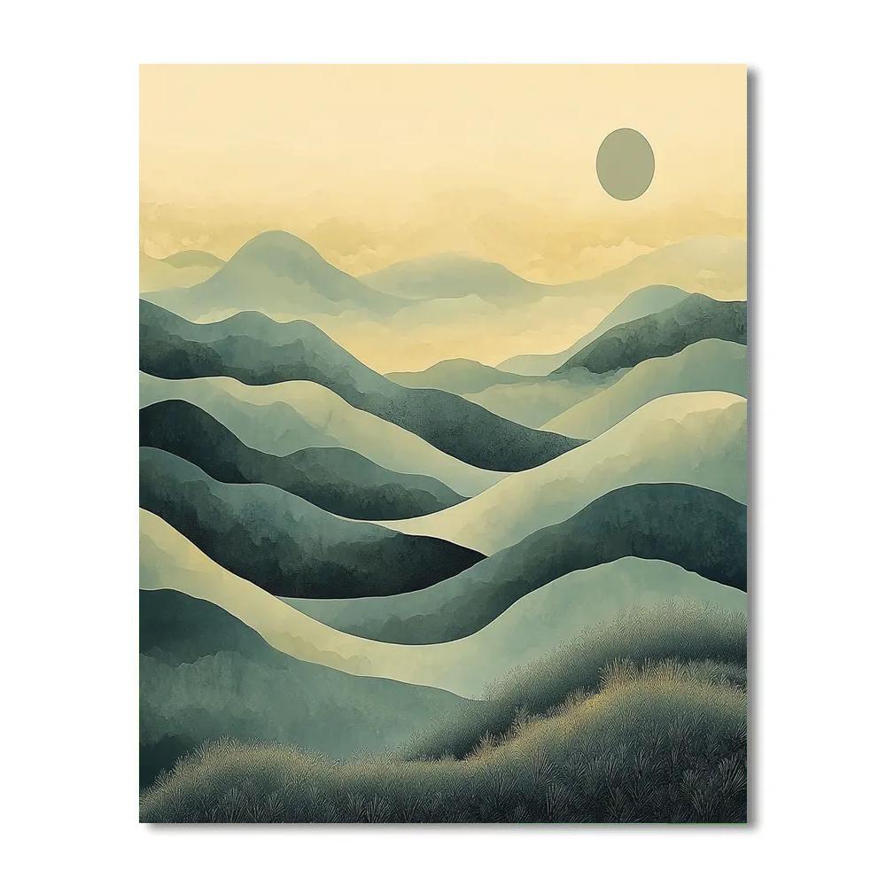 Zhao Mengfu Inspired Whispering Mountain Mists painting number kit
