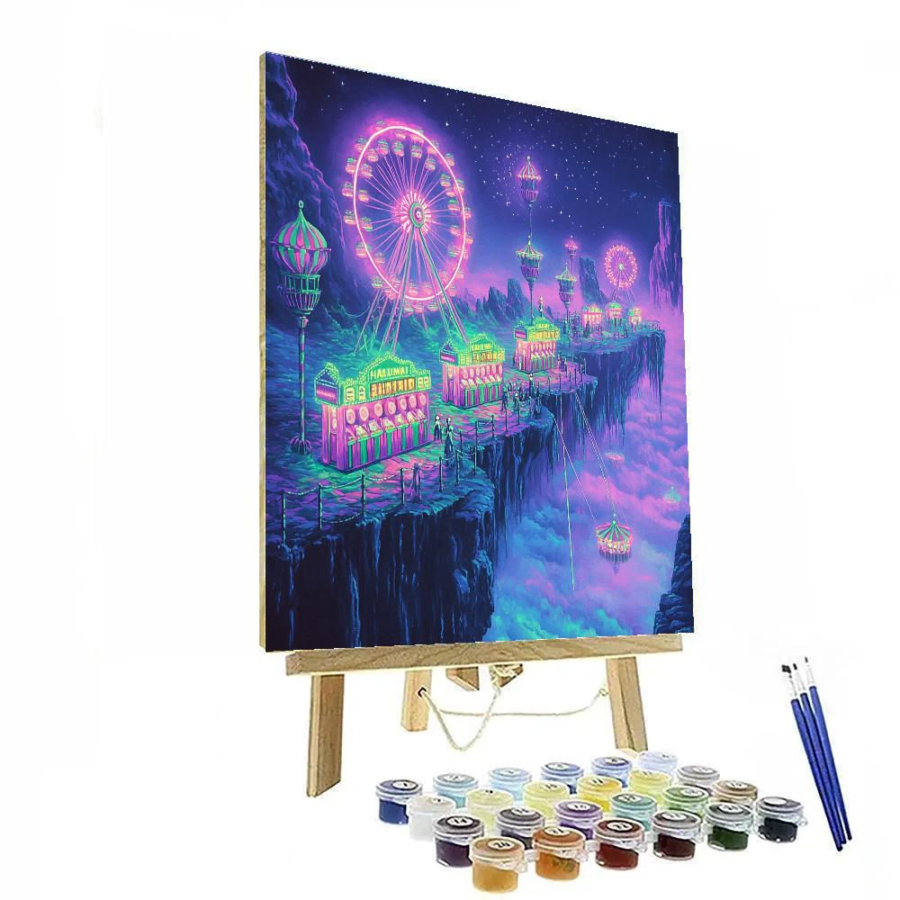 Candy Colored Halloween-Dream Carnival On The Cliffside Painting by numbers kit