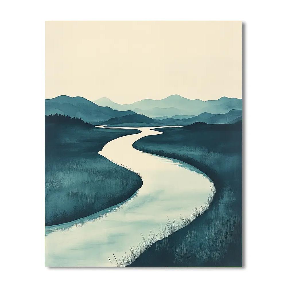 Zhao Mengfu Inspired River Of Quiet Reflections Paint by numbers kits