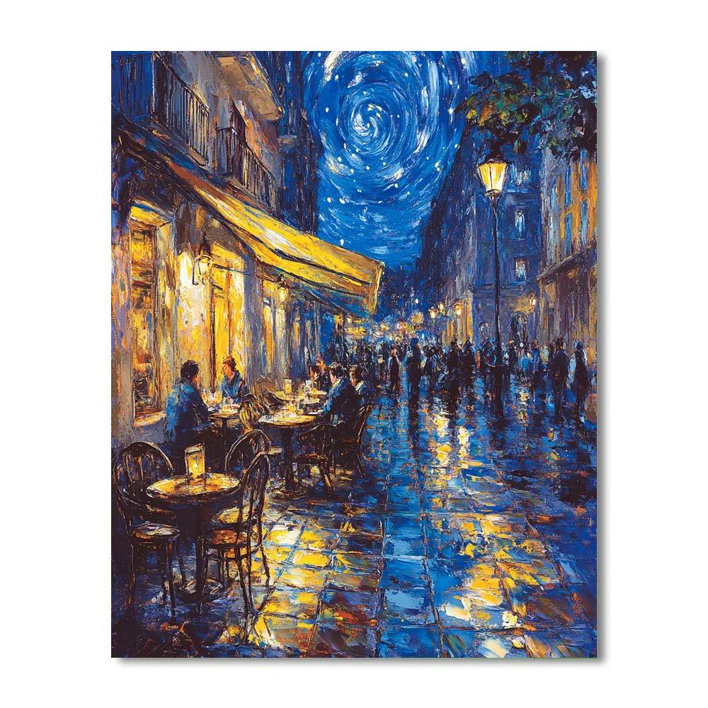 Van Gogh Inspired Citylights Cafe Number painting