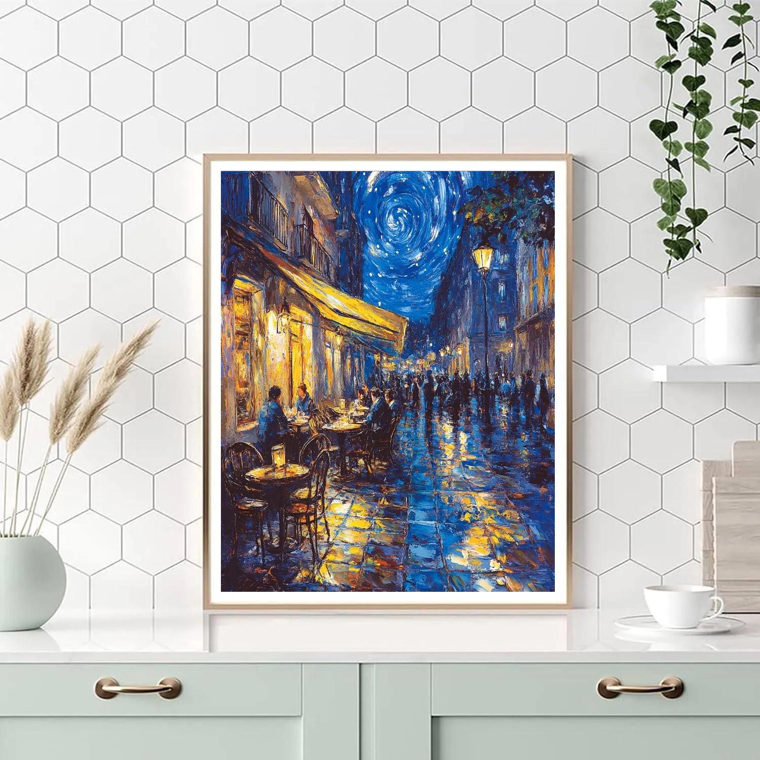 Van Gogh Inspired Citylights Cafe Number painting