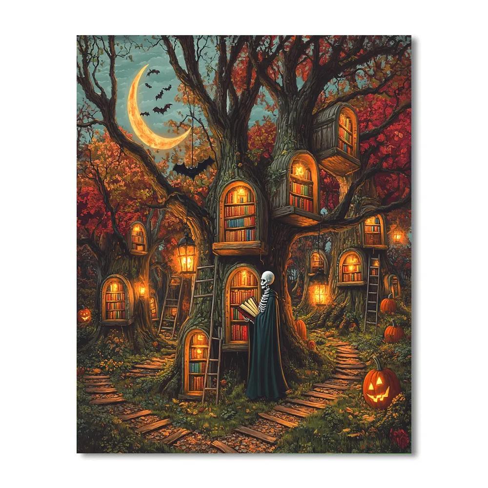 Spooky Orchard Library Of Cursed Storybooks painting number kit