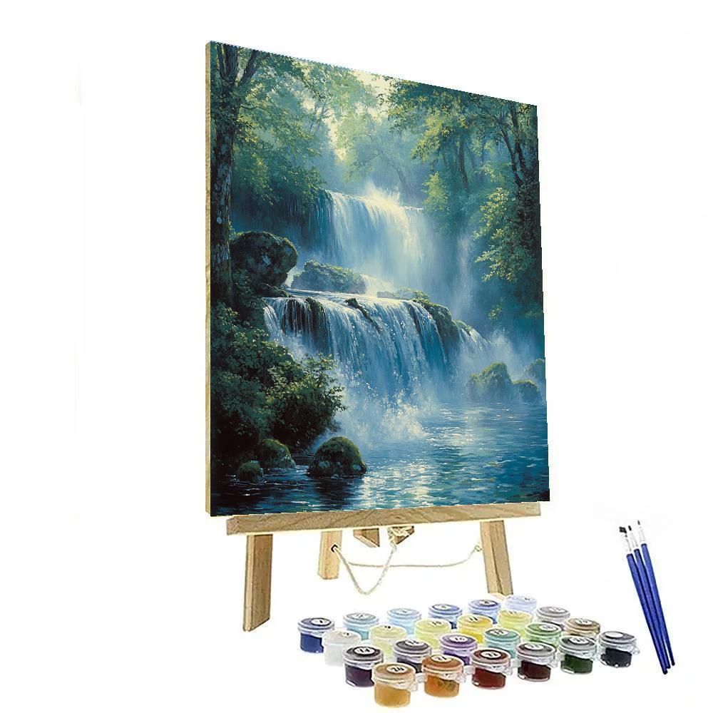 Monet Inspired Misty Waterfall paint by color