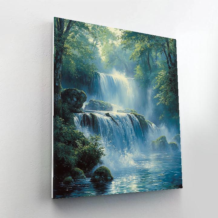 Monet Inspired Misty Waterfall paint by color