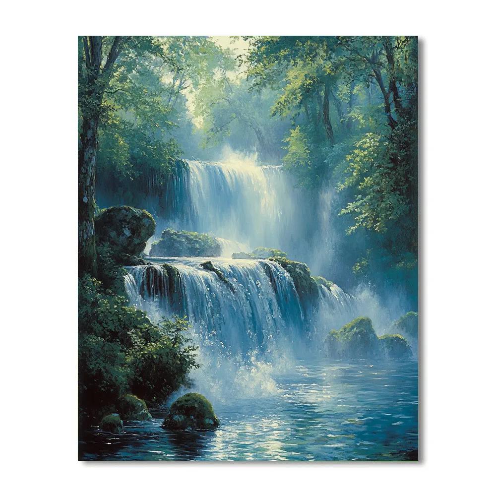 Monet Inspired Misty Waterfall paint by color