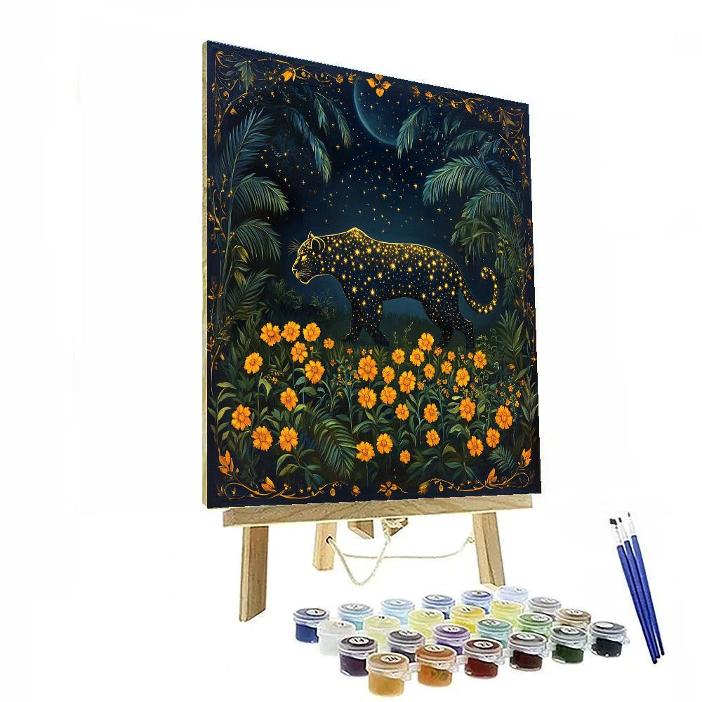 Frida Kahlo Inspired Jaguar Constellation Garden paint by number